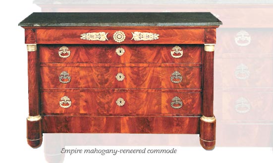 Empire mahogany-veneered commode