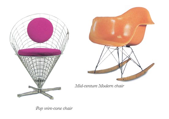 Pop wire-cone chair & Mid-century Modern chair