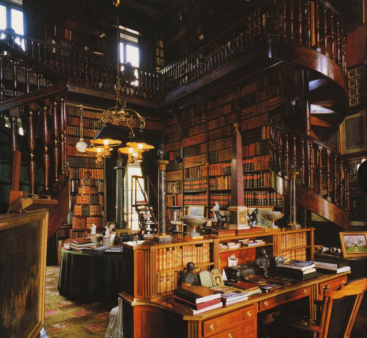 Private Library at Château De Groussay Interior